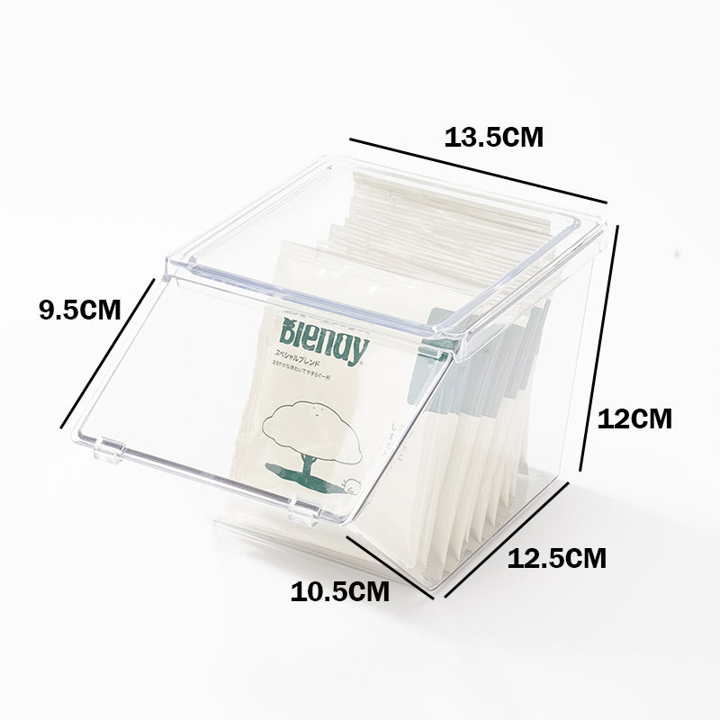 Locaupin Stackable Tea Bag Organizer with Cover, Plastic Tea Storage Box for Kitchen Pantry Cabinets and Countertops
