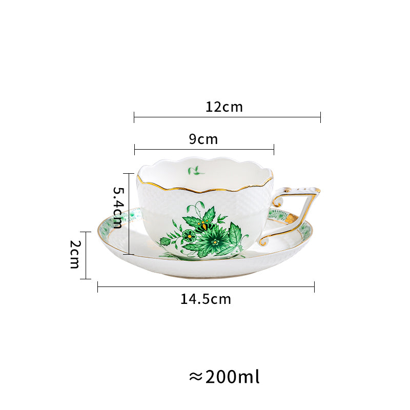 Locaupin Ceramic TeaPots,Coffee Pots,European Ceramic Vintage Coffee Cups with Gold Edge Flower Pattern Delicate Design