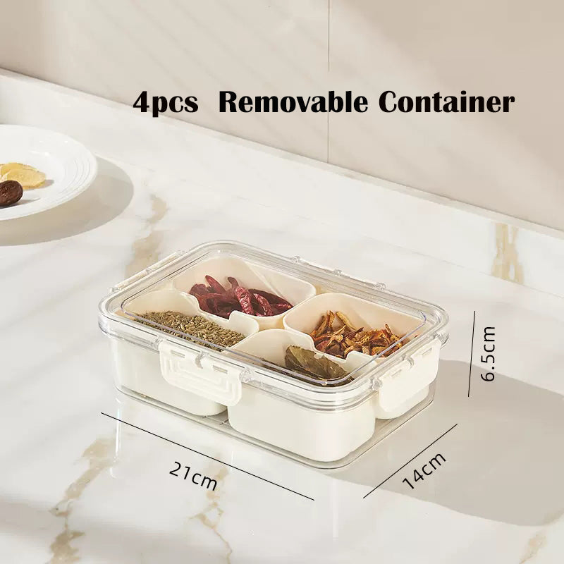 Locaupin Food Storage Containers Stackable Refrigerator Organizer Bins with Lids with Removable Compartment Basket