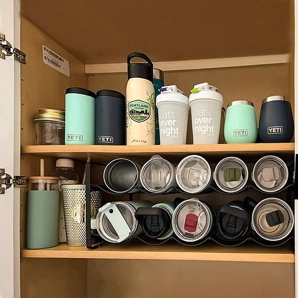 Locaupin Stackable Water Bottle Organizer for Cabinet, Water Bottle Holder, Stackable Water Bottle Storage Rack
