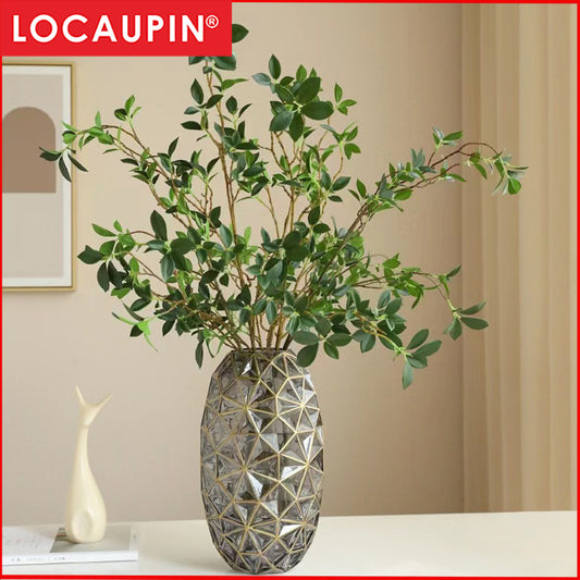 Locaupin Home Vase Flower Arrangement Optic Color Glass Vases with Golden Rim Decor for Dining Living Room Wedding Gift