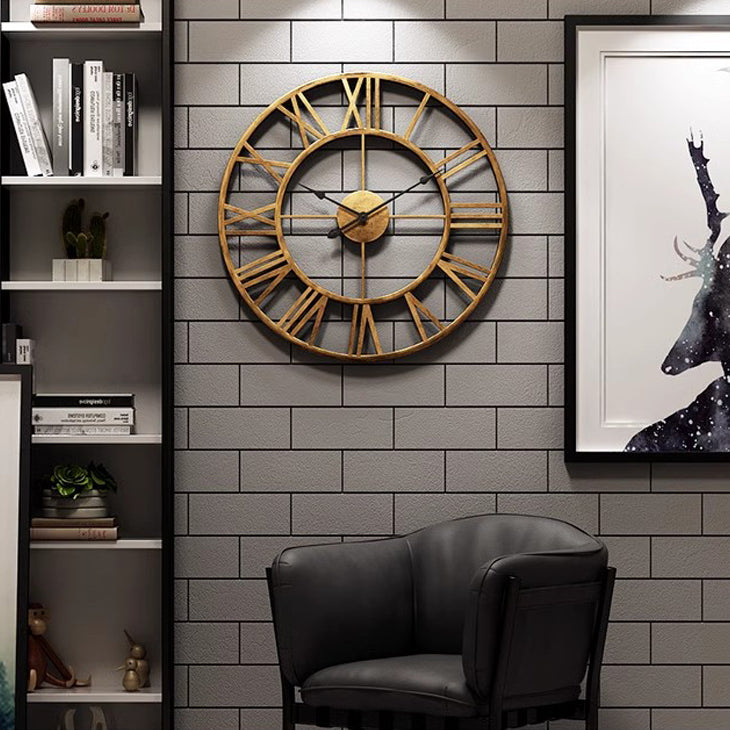 Locaupin Large Wall Clock Black Metal Battery Operated Wall Clock, Silent Clock Modern Home Decor for Living Room/Office