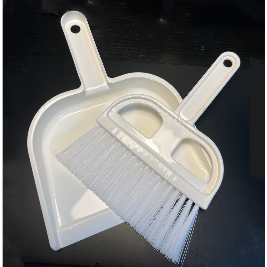 Locaupin White Mini Cleaning Brush Small Broom Dustpans Set Desktop Garbage Sweeper for Desktop Computer Keyboard Cars