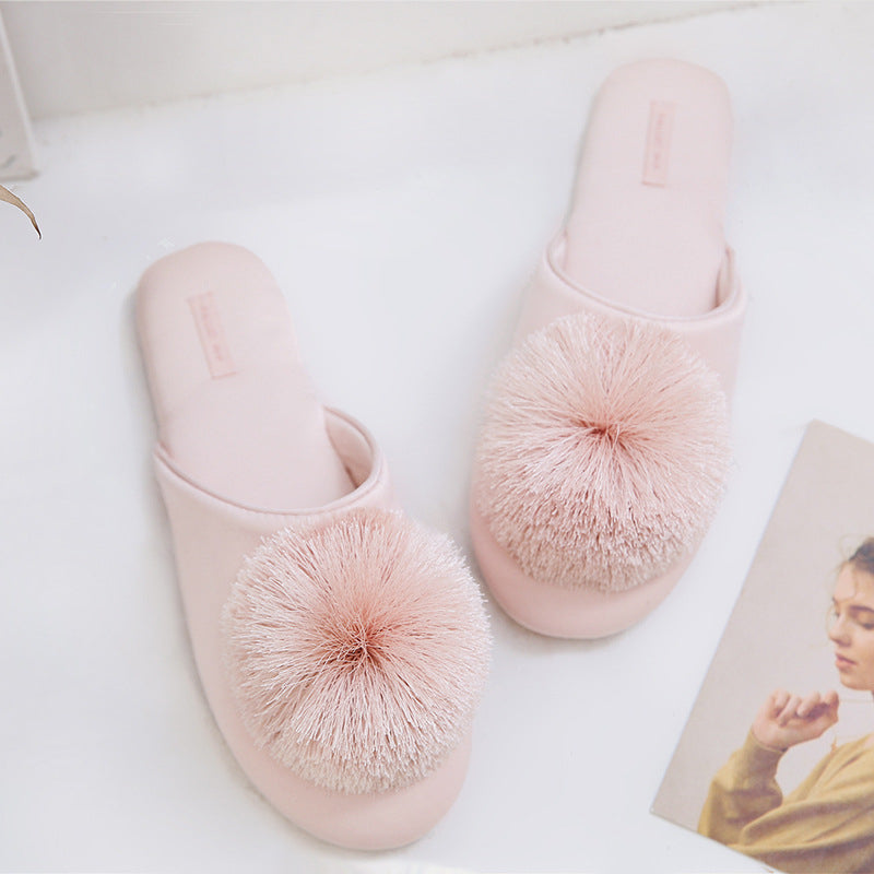 Locaupin Cute Tassel Slippers Summer Woman Non-Slip Indoor Flat Sandals Casual Ladies Shoes