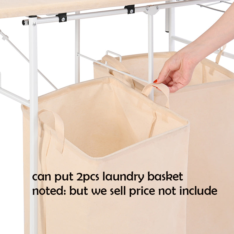 Locaupin Ironing Board Rolling Portable Laundry Sorter with Folding Station with Clothes Holder, Laundry Hamper