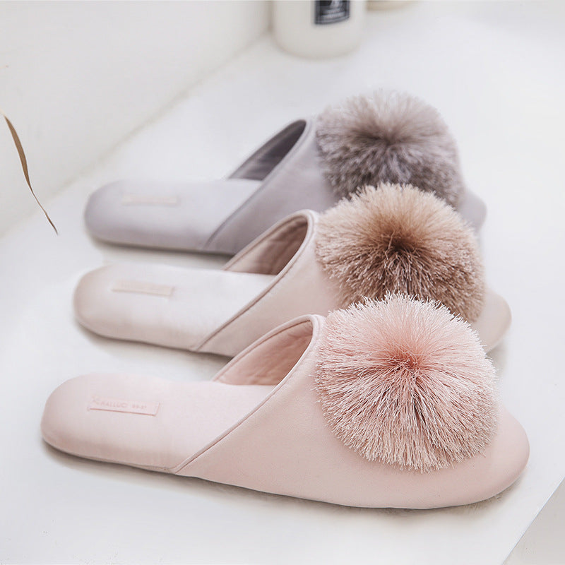 Locaupin Cute Tassel Slippers Summer Woman Non-Slip Indoor Flat Sandals Casual Ladies Shoes