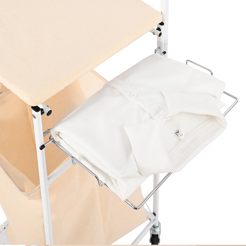 Locaupin Ironing Board Rolling Portable Laundry Sorter with Folding Station with Clothes Holder, Laundry Hamper