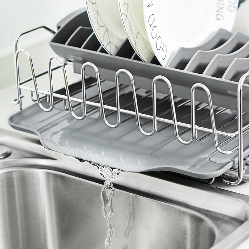 Locaupin Detachable Stainless Steel Dish Rack, Kitchen Sink Organizer and Drainboard Set, Large Capacity Dish Drainer