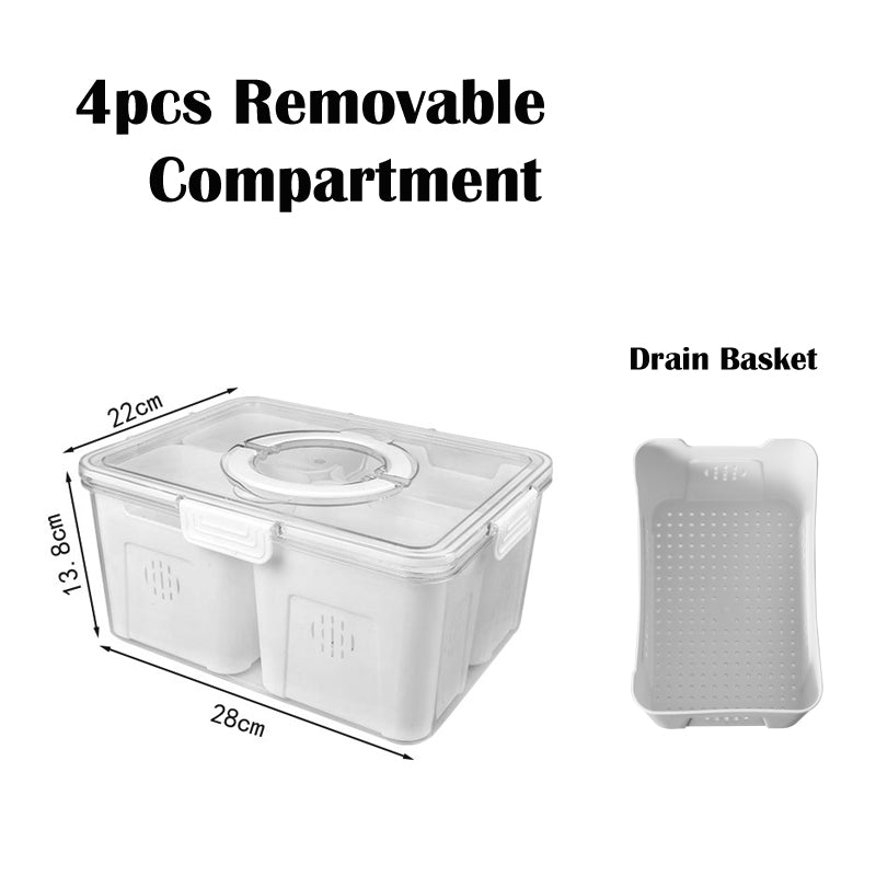 Locaupin Food Storage Containers Stackable Refrigerator Organizer Bins with Lids with Removable Compartment Basket