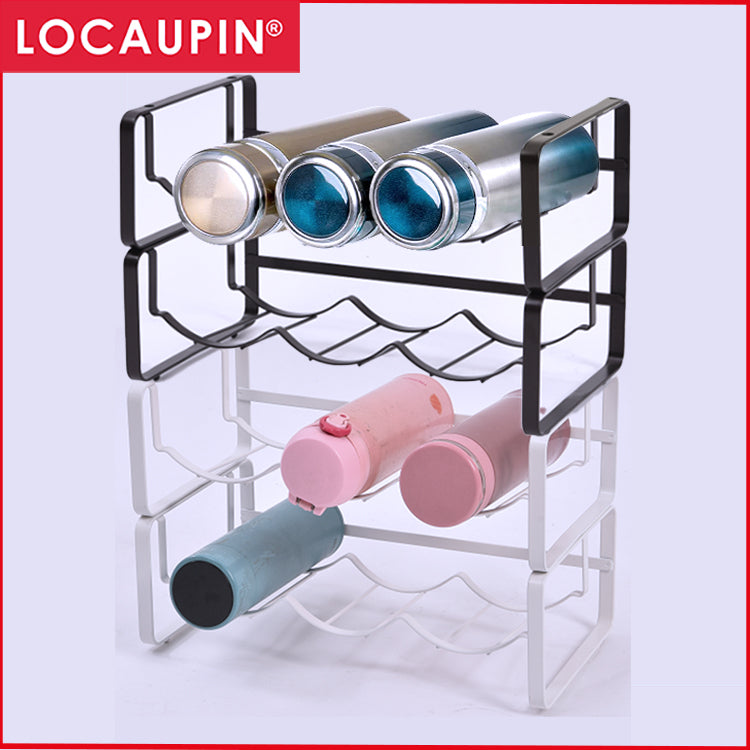Locaupin Stackable Water Bottle Organizer for Cabinet, Water Bottle Holder, Stackable Water Bottle Storage Rack