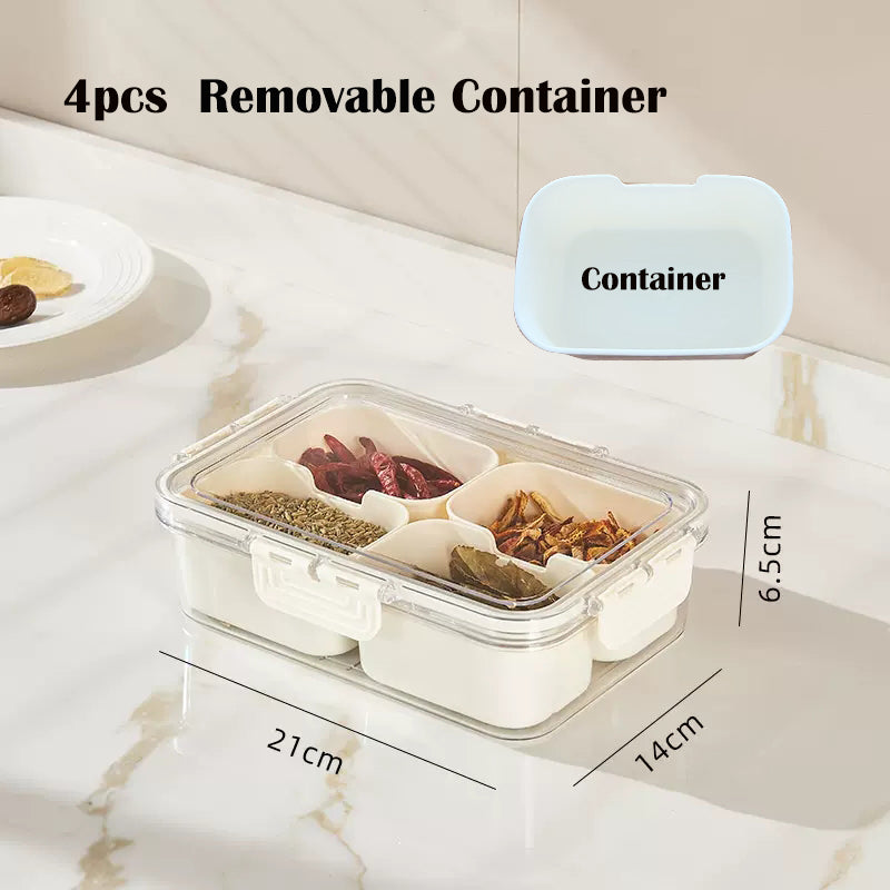 Locaupin Food Storage Containers Stackable Refrigerator Organizer Bins with Lids with Removable Compartment