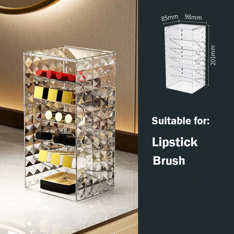 Locaupin Makeup Organizer with Brush Holder Clear Drawer, Stand for Lipsticks, Eyeshadow, Nail Polish Jewelry Skincare