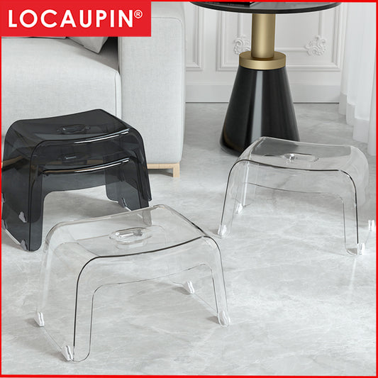 Locaupin Step Stool Clear Foot Stool Bathroom Shower Stool Used as Computer Stand for Adults and Children