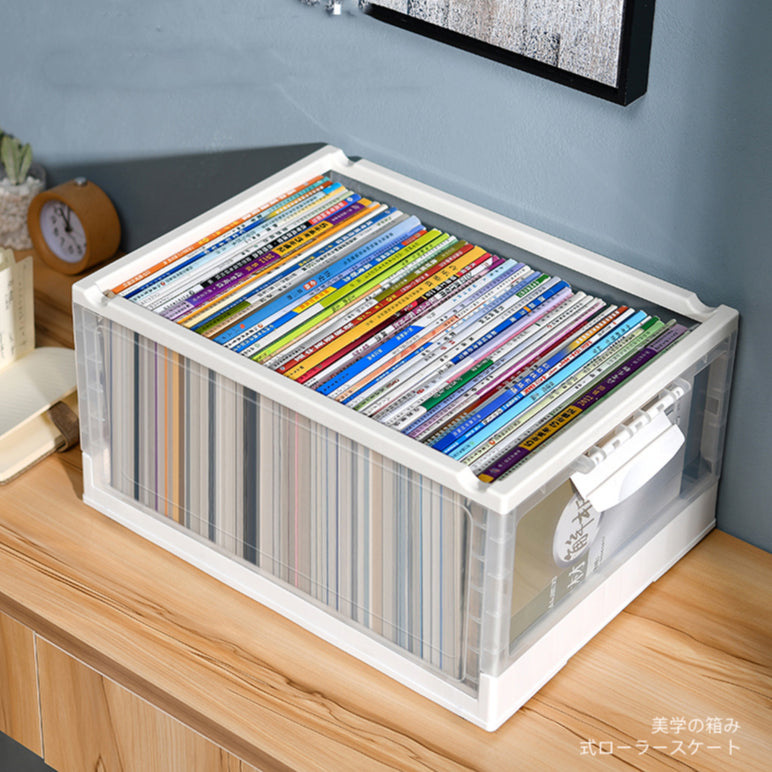 Locaupin Collapsible with Removable Storage Bins with Lids - Folding Plastic Stackable Organizer with Handle Baskets