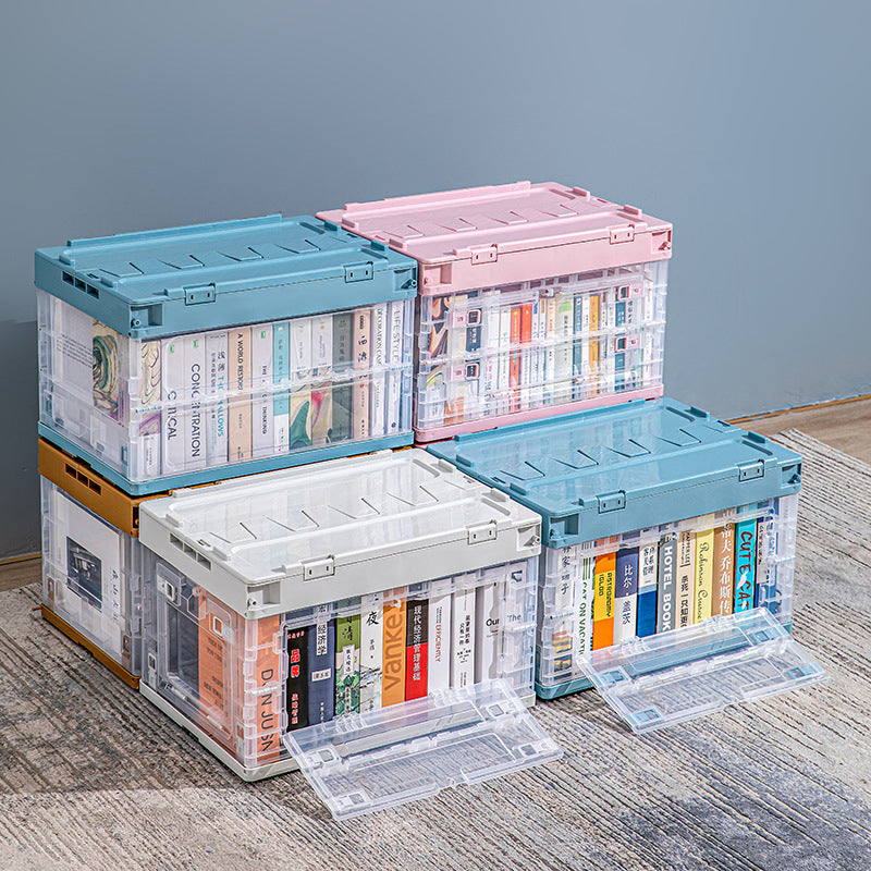 Locaupin Large Collapsible with Removable Storage Bins with Lids-Folding Plastic Stackable Organizer with Handle Baskets