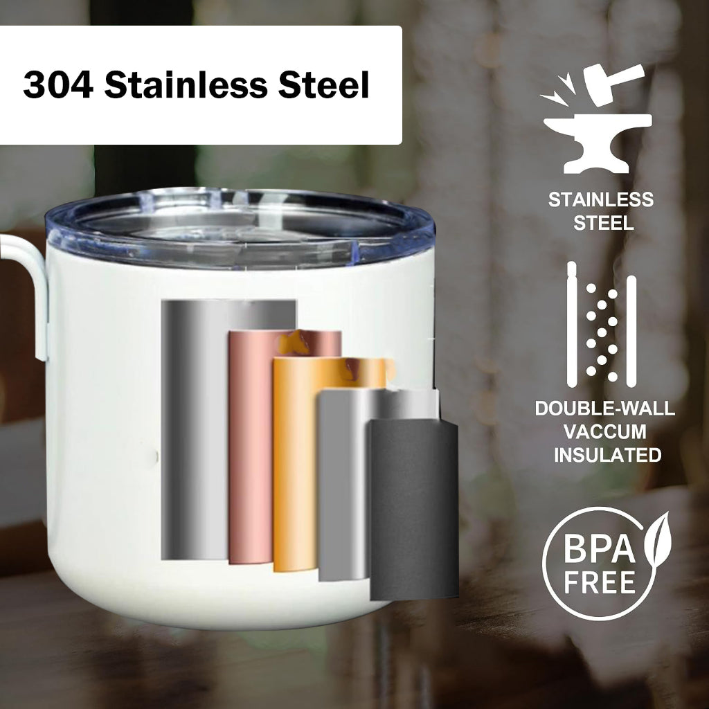 Locaupin Insulated Coffee Mug, Double Wall Vacuum with Lid,304 304 Stainless Steel Insulated Coffee Cup