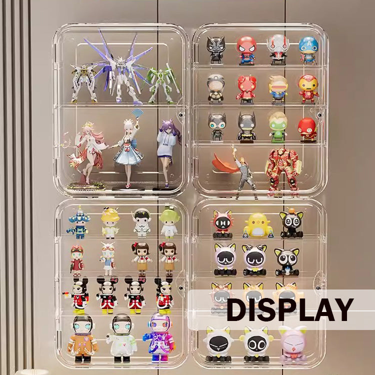 Locaupin Clear Bathroom Storage Display Box Dustproof Storage Showcase Figurines Collection for Toy Dolls Souvenir Model