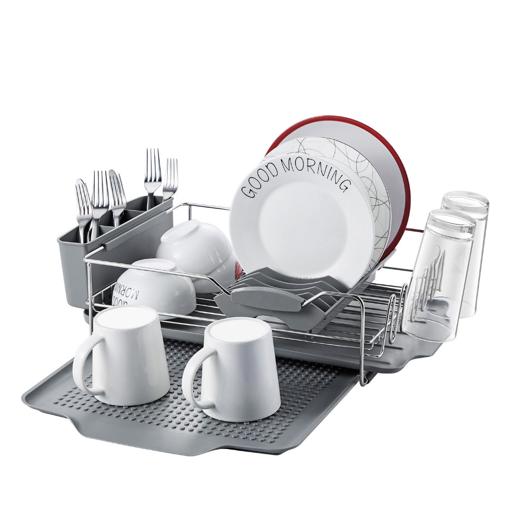 Locaupin Detachable Stainless Steel Dish Rack, Kitchen Sink Organizer and Drainboard Set, Large Capacity Dish Drainer
