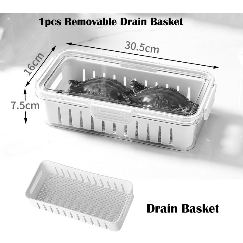Locaupin Food Storage Containers Stackable Refrigerator Organizer Bins with Lids with Removable Compartment Basket