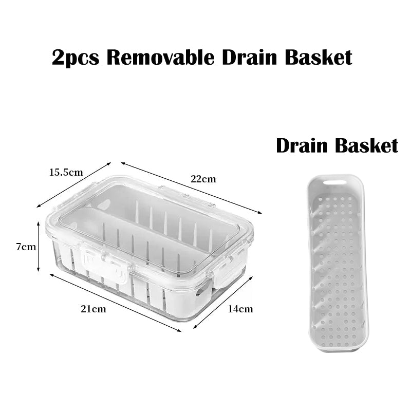Locaupin Food Storage Containers Stackable Refrigerator Organizer Bins with Lids with Removable Compartment Basket