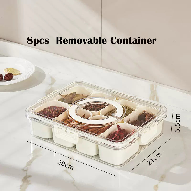 Locaupin Food Storage Containers Stackable Refrigerator Organizer Bins with Lids with Removable Compartment Basket