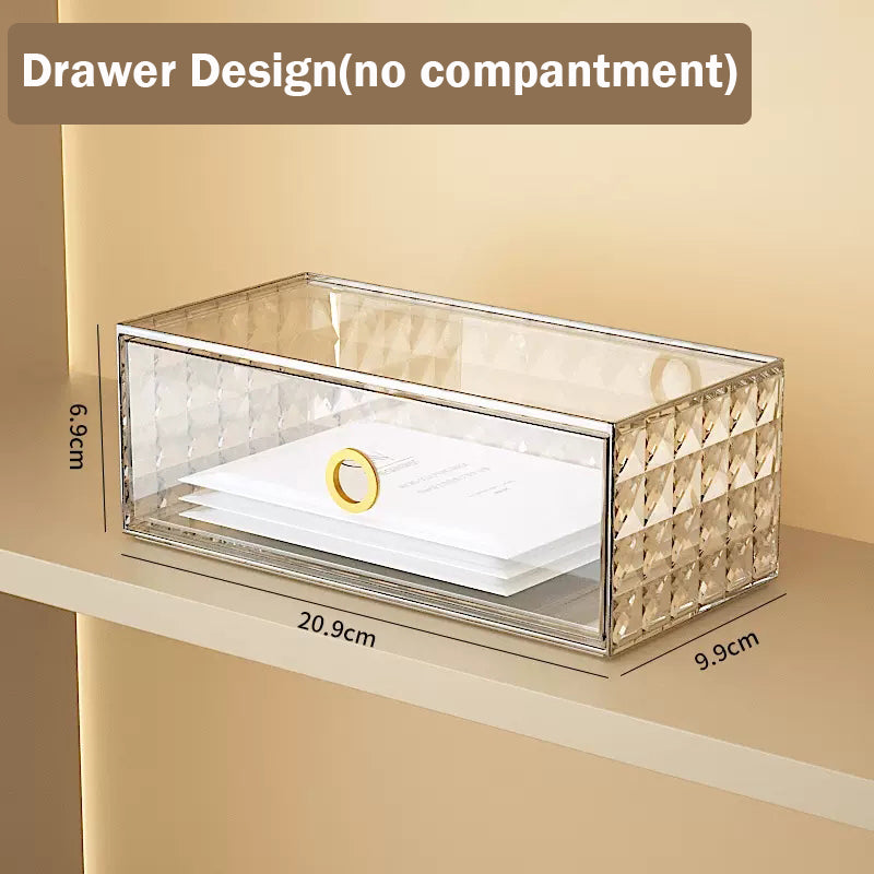 Locaupin Makeup Organizer with Brush Holder Clear Drawer, Stand for Lipsticks, Eyeshadow, Nail Polish Jewelry Skincare