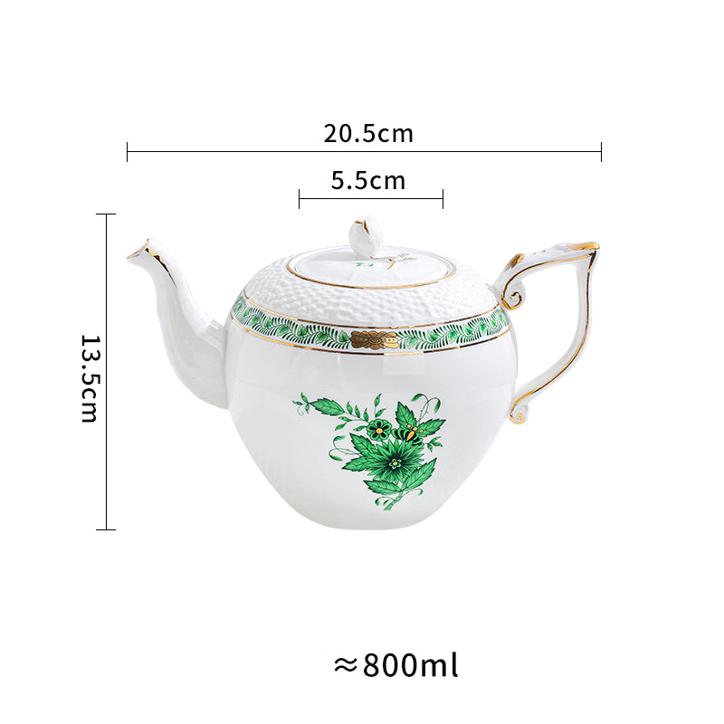 Locaupin Ceramic TeaPots,Coffee Pots,European Ceramic Vintage Coffee Cups with Gold Edge Flower Pattern Delicate Design