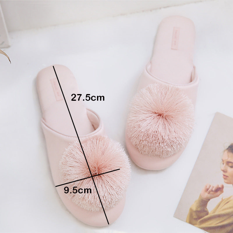 Locaupin Cute Tassel Slippers Summer Woman Non-Slip Indoor Flat Sandals Casual Ladies Shoes