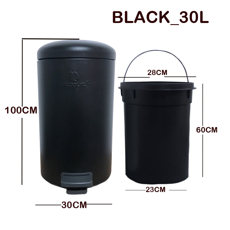 Locaupin 20L 30L Metal Hands Free Foot Pedal Type Trash Can Silent Close Lid Waste Basket Garbage Bin with Inner Bucket