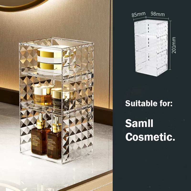 Locaupin Makeup Organizer with Brush Holder Clear Drawer, Stand for Lipsticks, Eyeshadow, Nail Polish Jewelry Skincare
