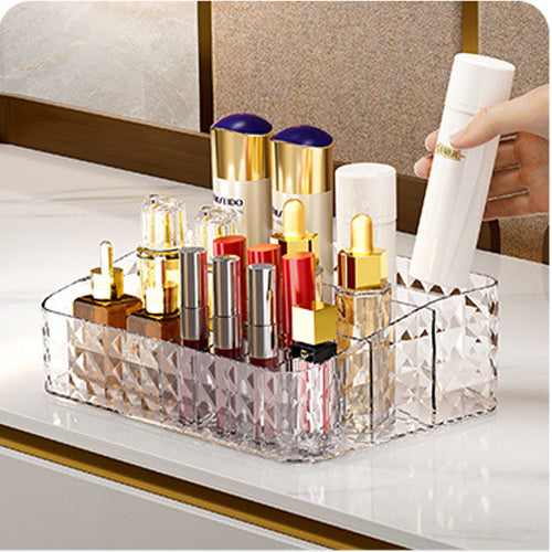 Locaupin Makeup Organizer with Brush Holder Clear Drawer, Stand for Lipsticks, Eyeshadow, Nail Polish Jewelry Skincare