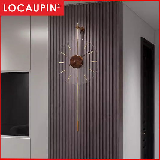 Locaupin Large Wall Clock Black Metal Battery Operated Wall Clock, Silent Clock Modern Home Decor for Living Room/Office