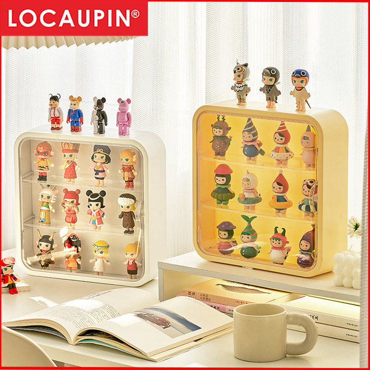 Locaupin Clear Display Case Display Box Dustproof Storage Showcase Figurines Collection for Toy Dolls Souvenirs Models