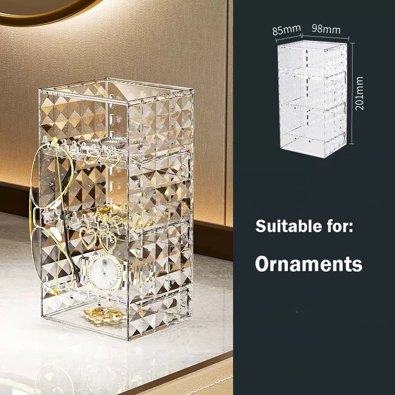 Locaupin Makeup Organizer with Brush Holder Clear Drawer, Stand for Lipsticks, Eyeshadow, Nail Polish Jewelry Skincare