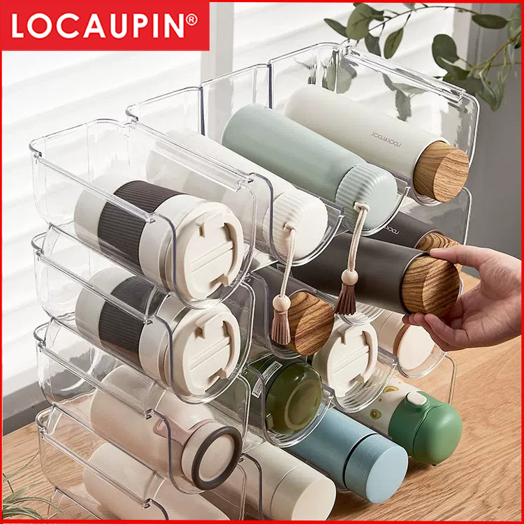 Locaupin Plastic Free-Standing Water Bottle Holder Storage Organizer, Wine Rack for Kitchen Countertops, Table Top, Pant