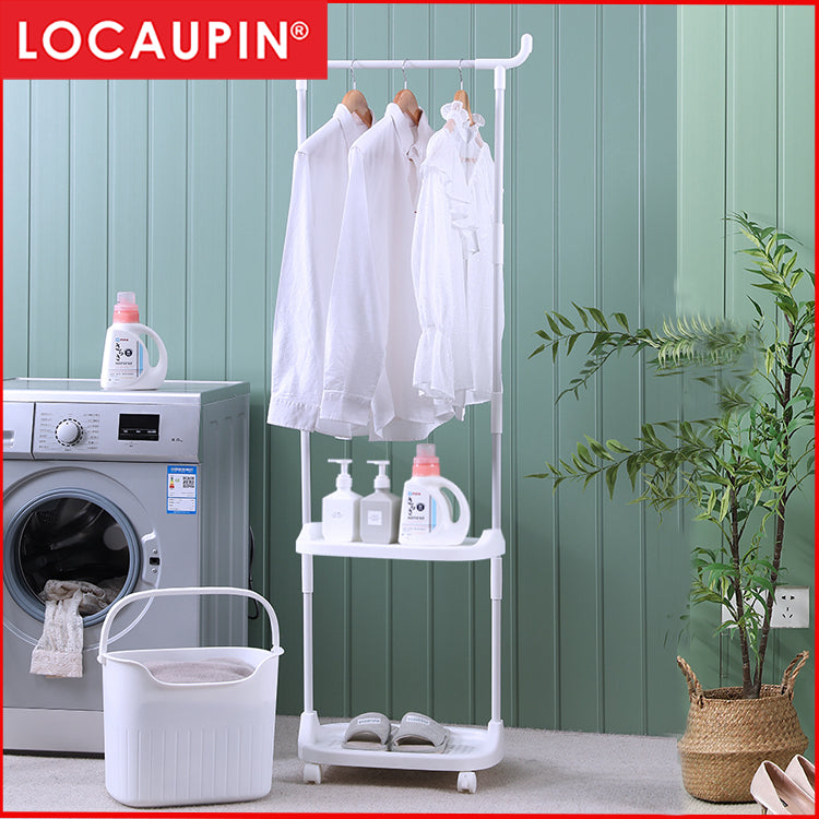 Locaupin 2 Tier Laundry Baskets Bathroom Storage Basket Clothes Storage Rack Clothes Organizers with Hanger