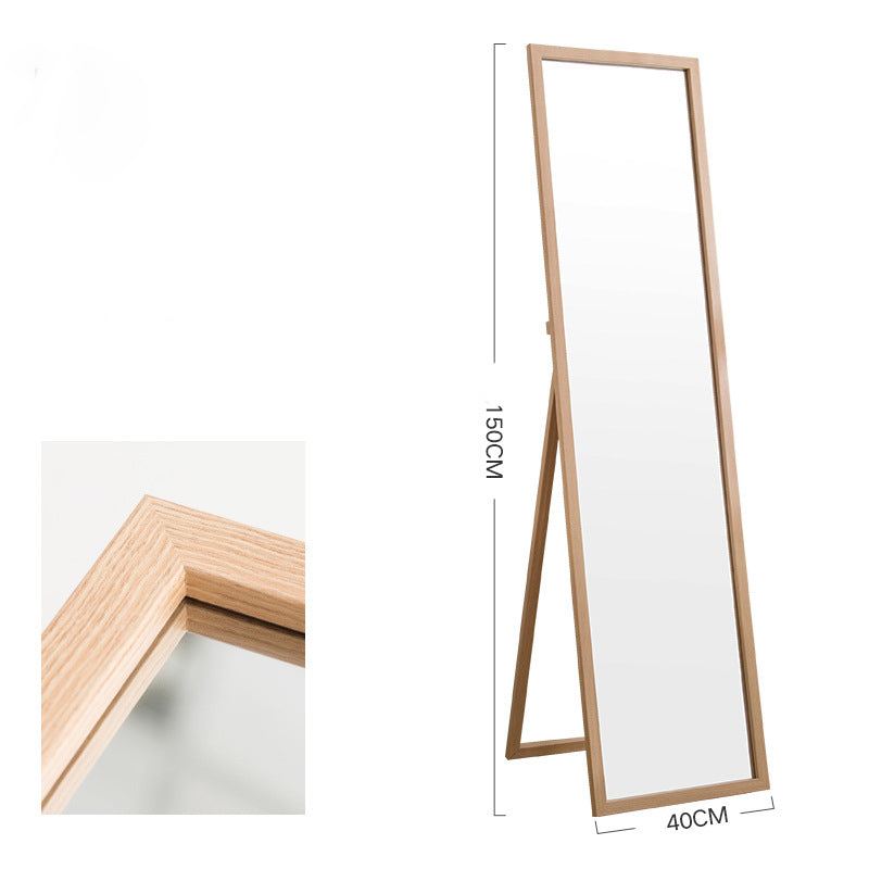 Locaupin Floor Mirror,Standing or Hanging Solid wood Mirror, Wood Frame & Wood Holder, HD&Explosion-Proof Silver Mirror