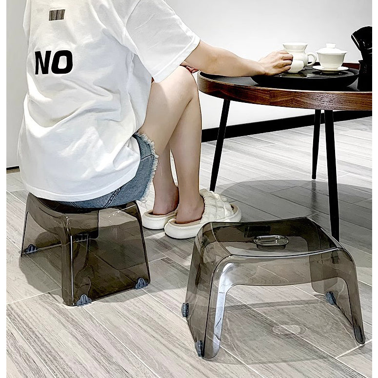 Locaupin Step Stool Clear Foot Stool Bathroom Shower Stool Used as Computer Stand for Adults and Children