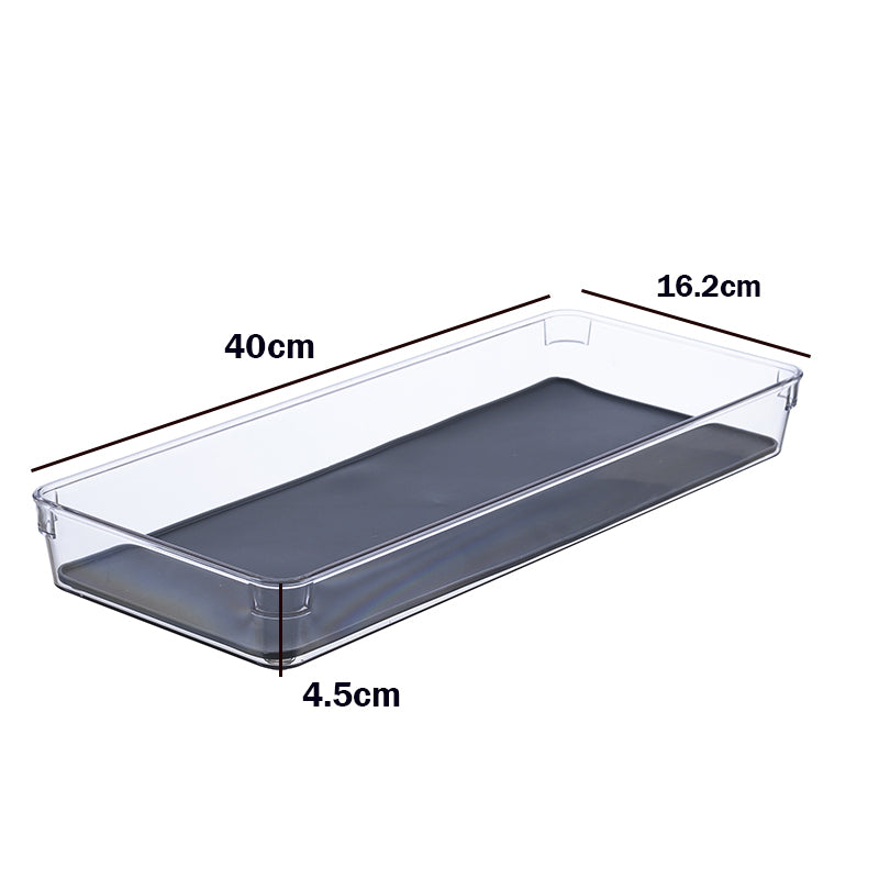 Locaupin Drawer Organizer Desk Drawer 5 Size Multipurpose Clear Plastic Storage Bins for Jewelries, Kitchen Gadgets