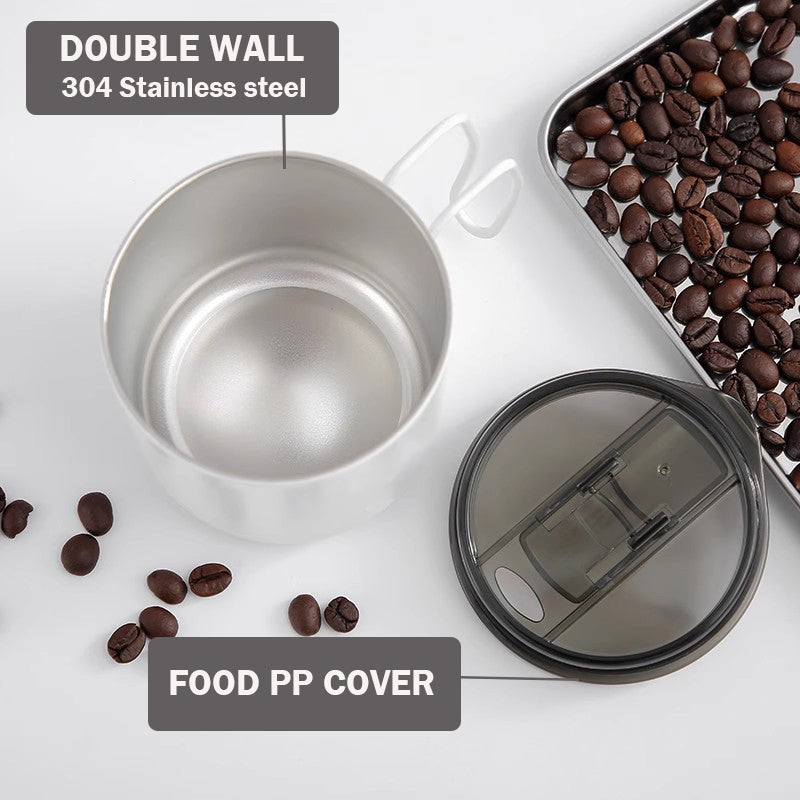 Locaupin Insulated Coffee Mug, Double Wall Vacuum with Lid,304 304 Stainless Steel Insulated Coffee Cup