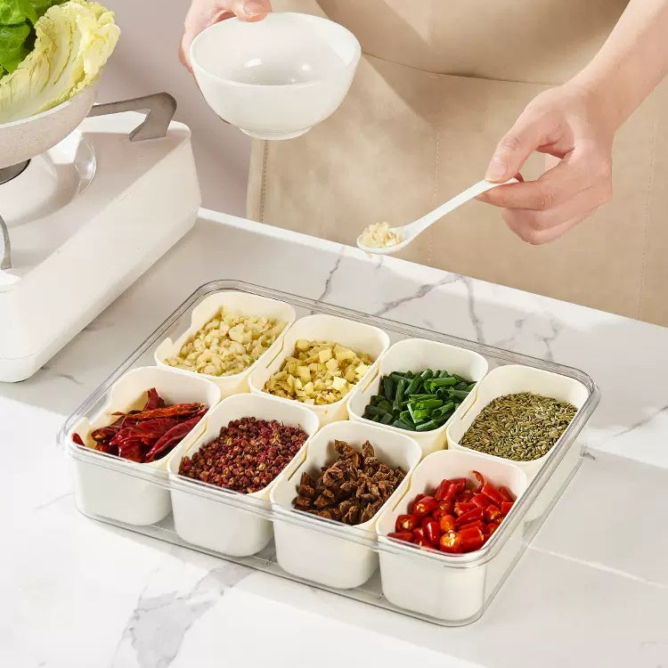 Locaupin Food Storage Containers Stackable Refrigerator Organizer Bins with Lids with Removable Compartment