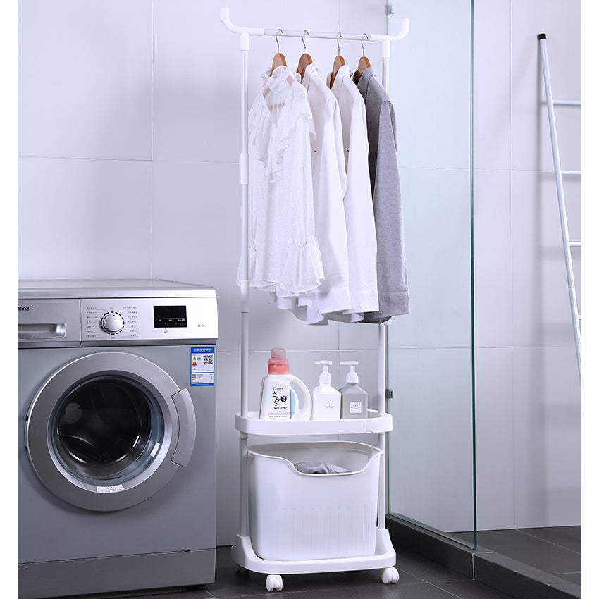 Locaupin 2 Tier Laundry Baskets Bathroom Storage Basket Clothes Storage Rack Clothes Organizers with Hanger