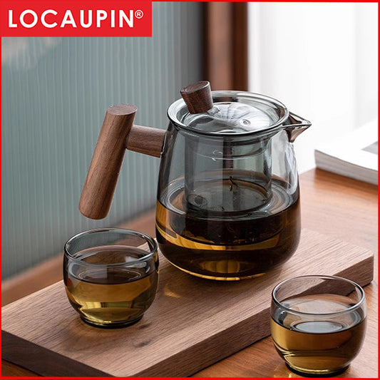 Locaupin -20 to120℃ Borosilicate Glass Teapot Teabloom Stovetop Microwave Safe High Temperature Tea Cups with Filter