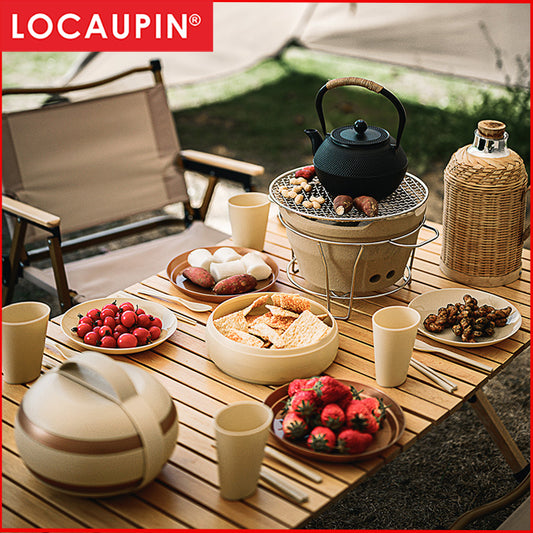 Locaupin picnic Takeware Plastic Dinnerware Sets & Unbreakable Dishes - Microwave & Dishwasher Safe - Perfect outdoor