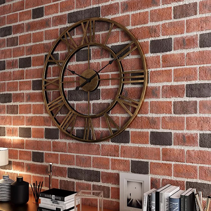 Locaupin Large Wall Clock Black Metal Battery Operated Wall Clock, Silent Clock Modern Home Decor for Living Room/Office