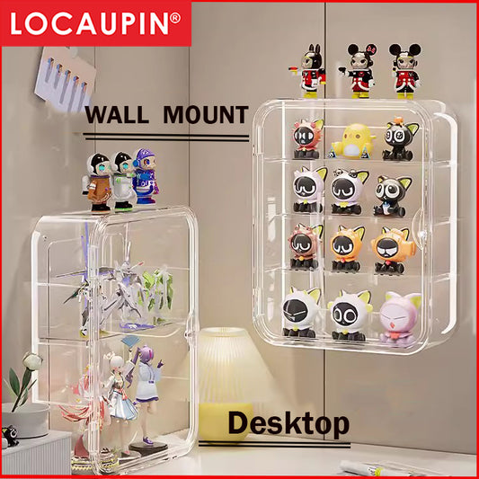 Locaupin Clear Display Case Display Box Dustproof Storage Showcase Figurines Collection for Toy Dolls Souvenirs Models