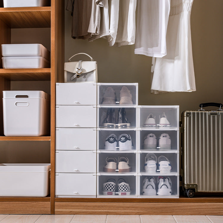 Locaupin Stackable Transparent Shoes Storage Cabinets Box Shoe Container Plastic Shoe Organization Home Storage