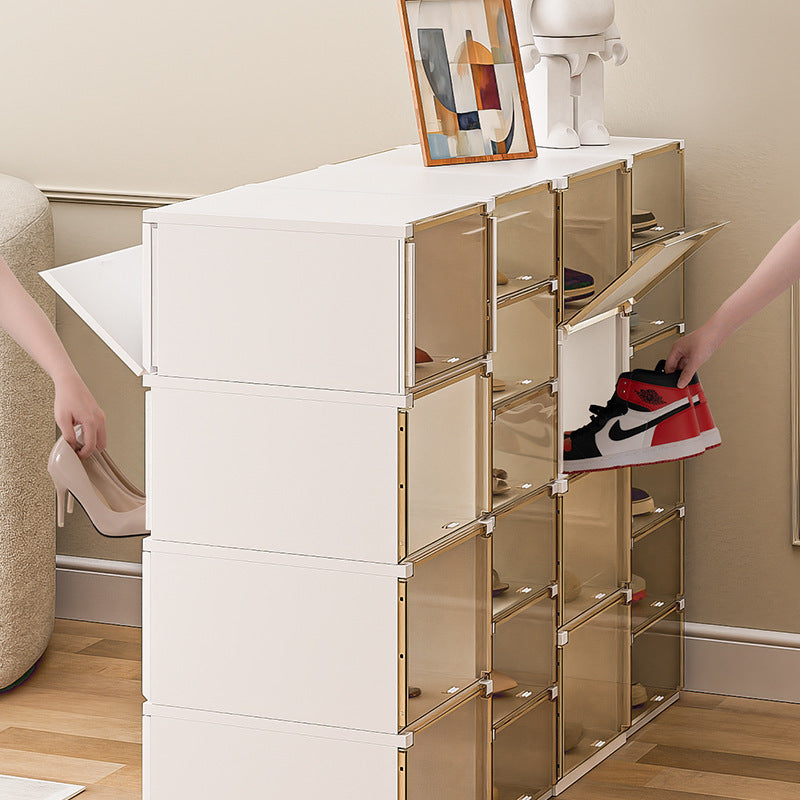 Locaupin Stackable Transparent Shoes Storage Cabinets Box Shoe Container Plastic Shoe Organization Home Storage