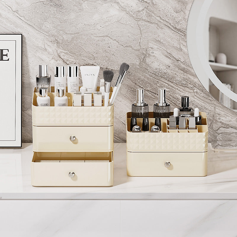 Locaupin Makeup Organizer with Brush Holder Clear Drawer, Stand for Lipsticks, Eyeshadow, Nail Polish Jewelry Skincare