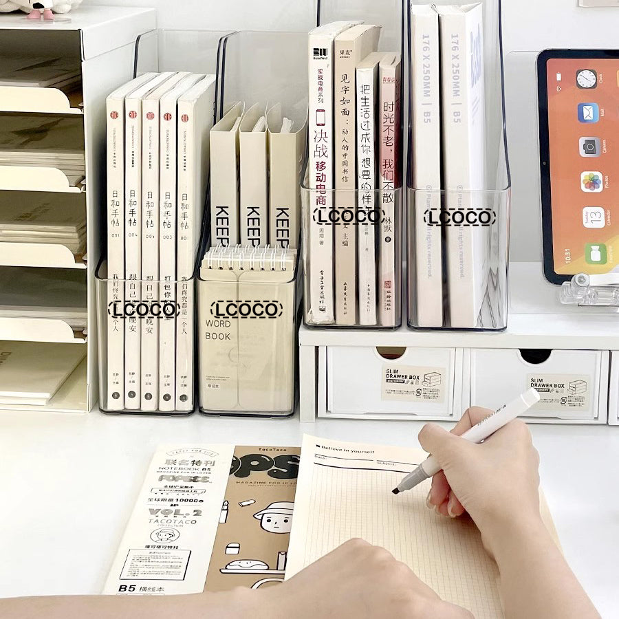 Locaupin Plastic Vertical File Folder Storage Organizer Bin,Hold Notebooks,Binders,Envelopes,Magazines for Home Office